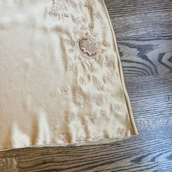 Alberta Ferretti Womens 90's Champagne 100% Silk Embroidered Skirt Size 44/M - Picture 6 of 16
